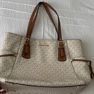 Michael Kors Cream and Tan Signature Tote